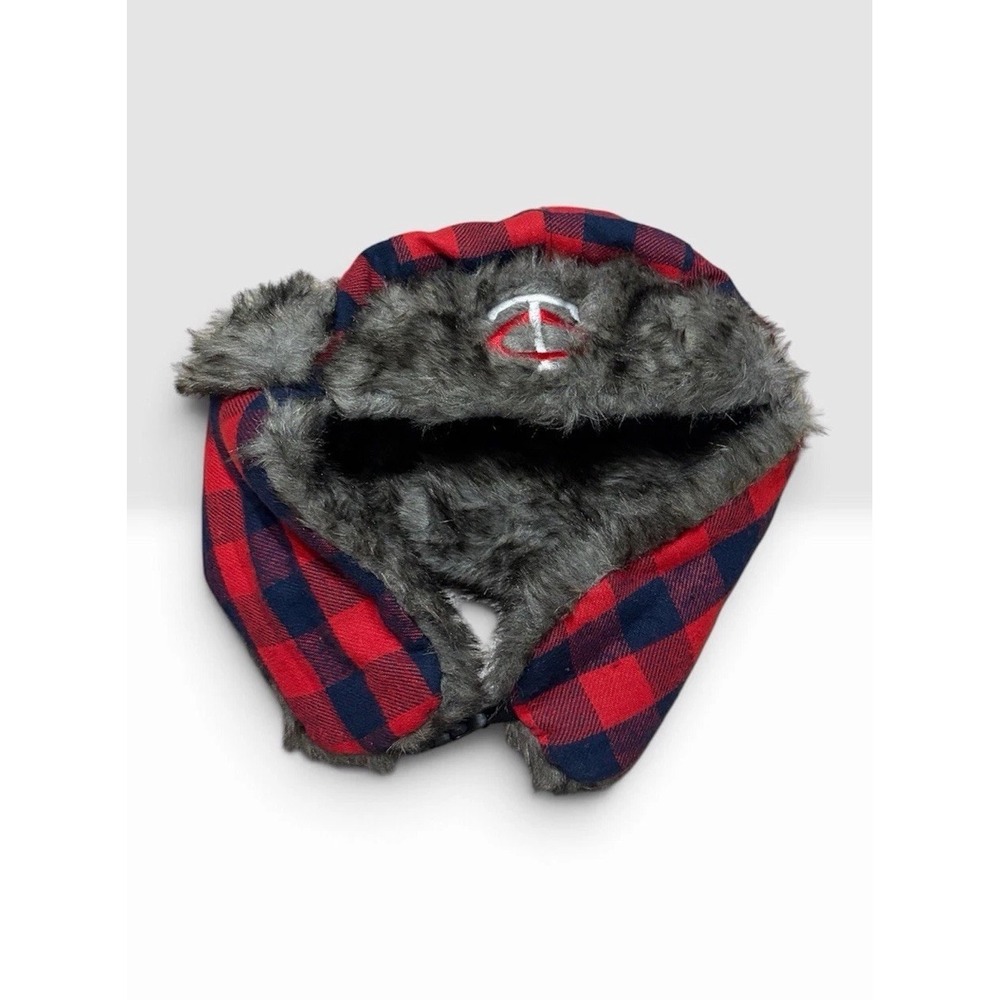 NWT Minnesota Twins Faux Fur Buffalo Check Trapper Hat Stadium Giveaway